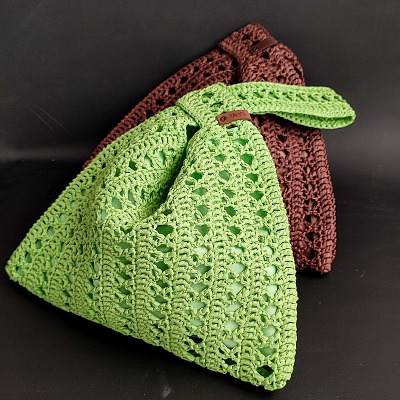 Japanese Knot Bag - Raffia Bag for Women - Handbags & Totes - Other Materials Green