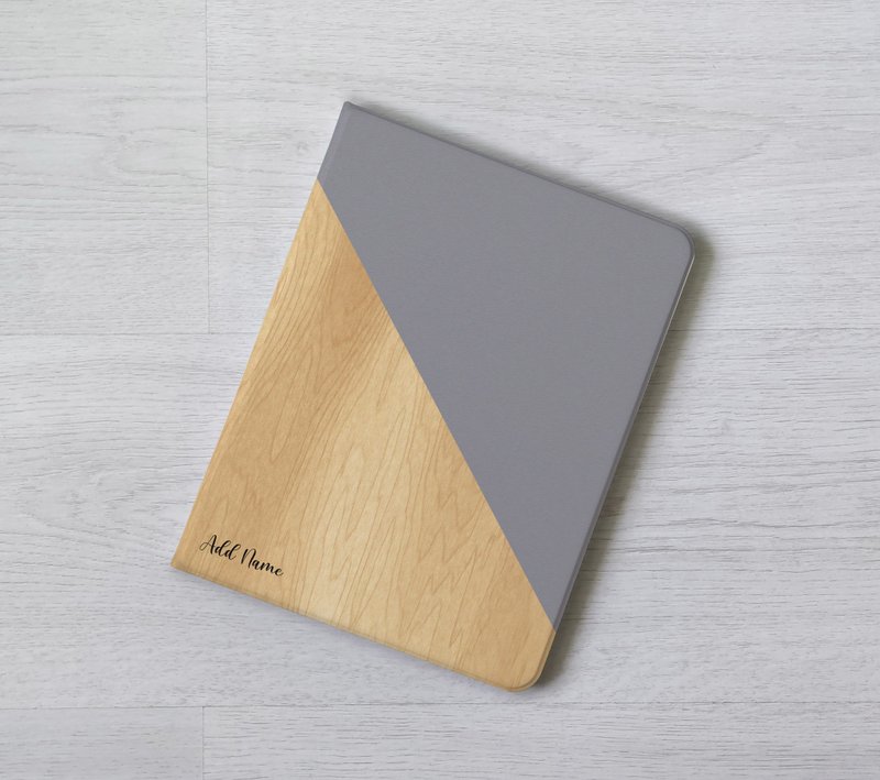 客製化禮物加名純色木紋iPad mini 6 Pro13 Air 7 10代筆槽保護殼 - 平板/電腦保護殼/保護貼 - 塑膠 多色