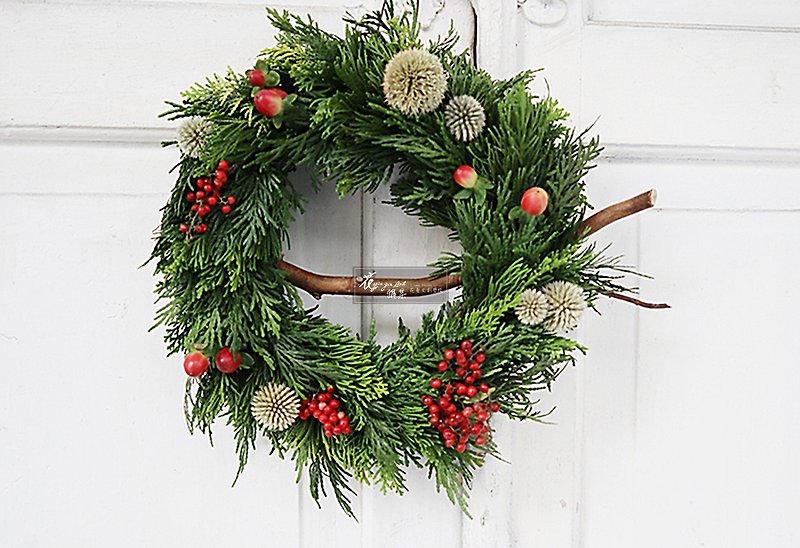 Christmas wreath - ของวางตกแต่ง - พืช/ดอกไม้ สีเขียว