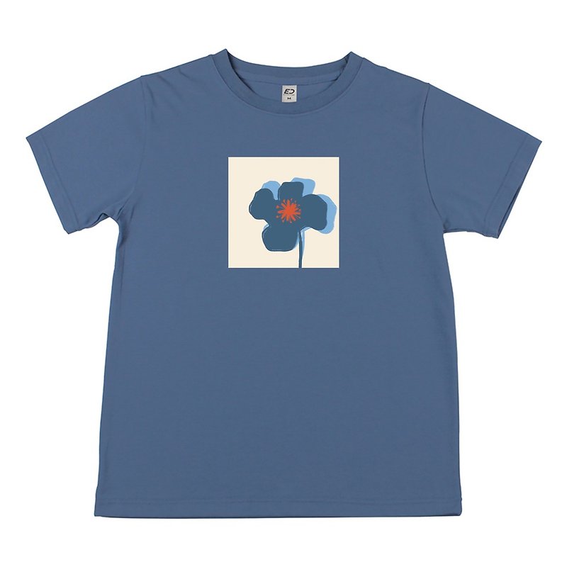 Order-【Summerの花】Blue Orchid Short T/Women's Tops/Men's T-Shirt/T-Shirt/Couple T - เสื้อยืดผู้หญิง - ผ้าฝ้าย/ผ้าลินิน สีดำ