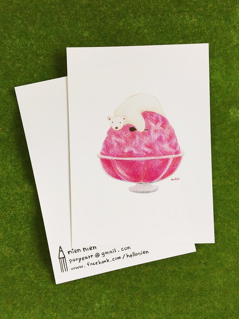熊冰冰-野莓挫冰 明信片 - 卡片/明信片 - 紙 粉紅色