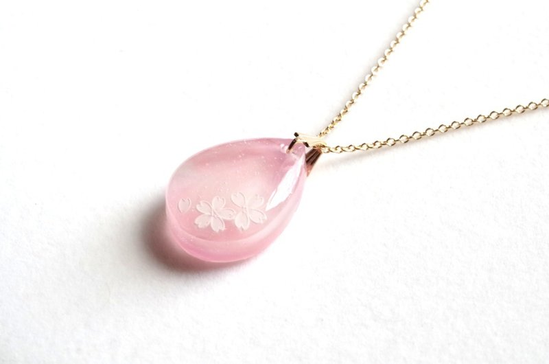 Resin Art Drop Marble Pendant Romantic Pink - Necklaces - Other Materials Pink