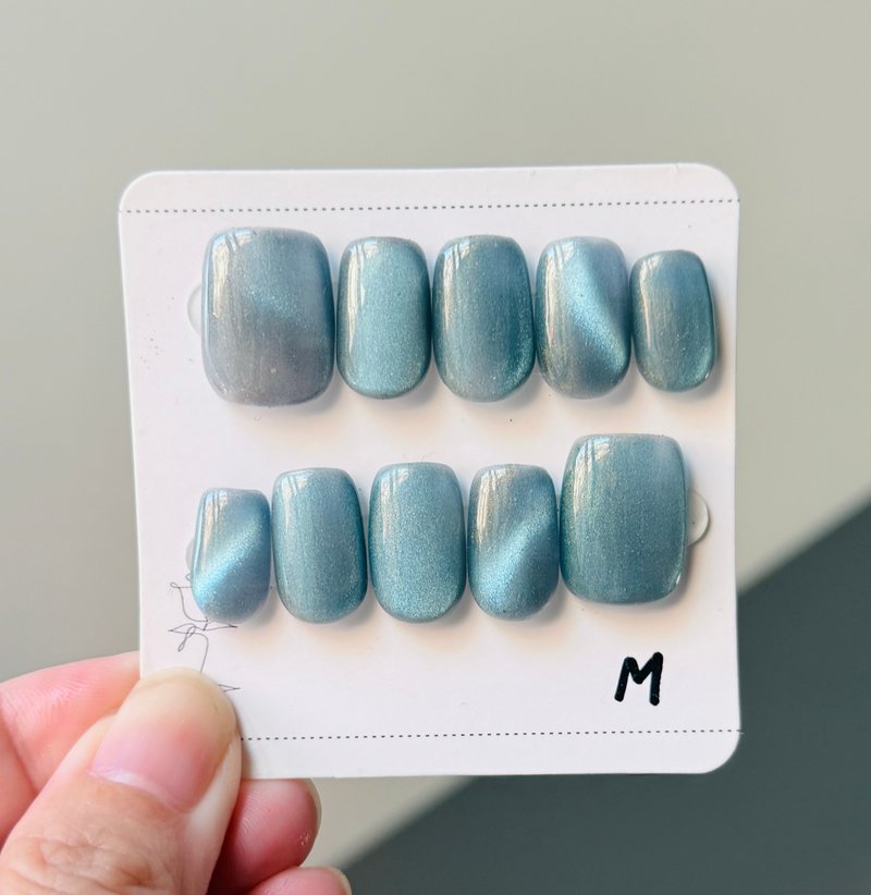 優惠商品-純手工海洋藍貓眼穿戴甲 軟彈甲 送果凍膠 - 其他 - 塑膠 