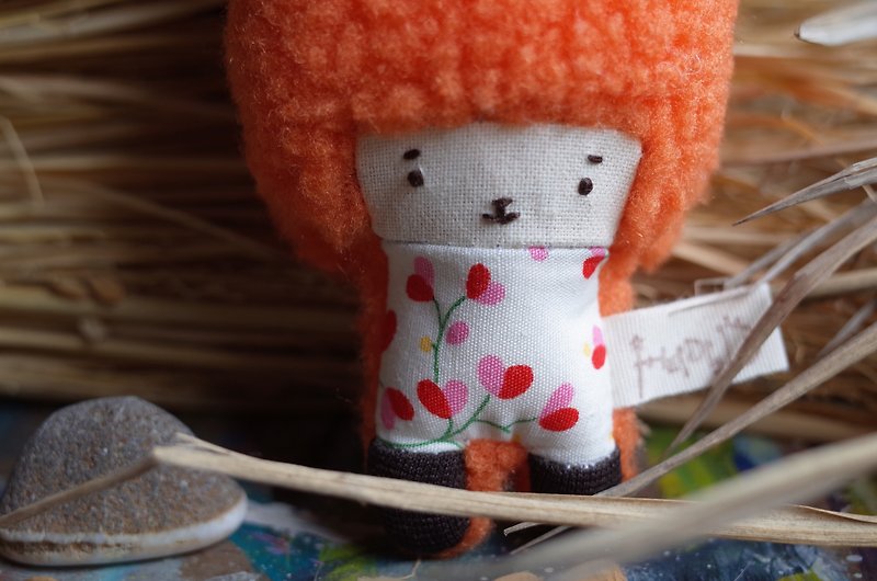 Dora rabbit - orange hair -194 love red leaves - ที่ห้อยกุญแจ - ผ้าฝ้าย/ผ้าลินิน สีส้ม