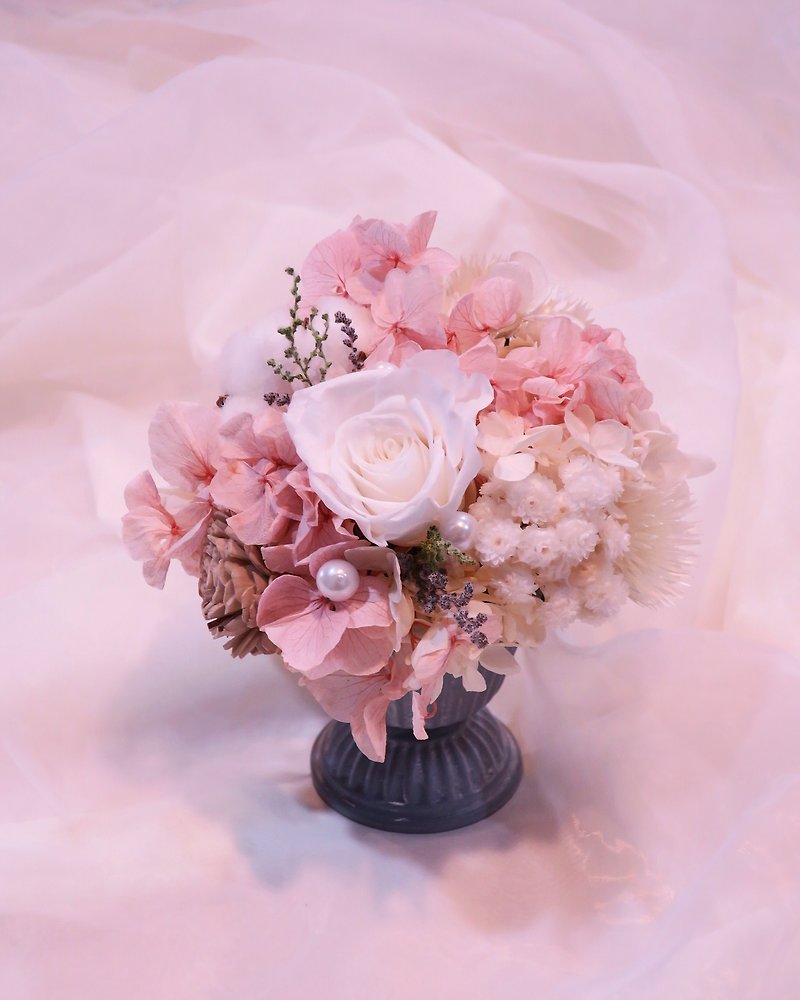 24H出荷一つの花永遠の愛バレンタインデーの贈り物ローマンガラステーブルの花の家の装飾 - 置物 - 寄せ植え・花 ピンク