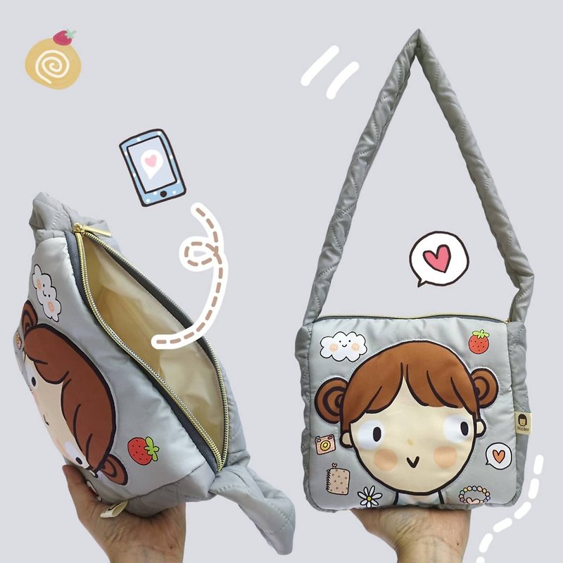 SUMMER! Soft and Plush Shoulder Bag Customizable Name/Message - 手袋/手提袋 - 聚酯纖維 卡其色