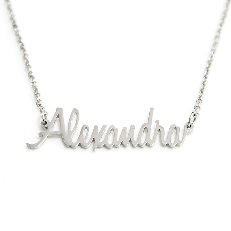 Custom name necklace handmade gift silver color - สร้อยคอ - โลหะ สีเงิน