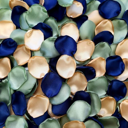 Decoration Party Store Sage green wedding petals Navy blue petals Gold petals Sage green blue wedding