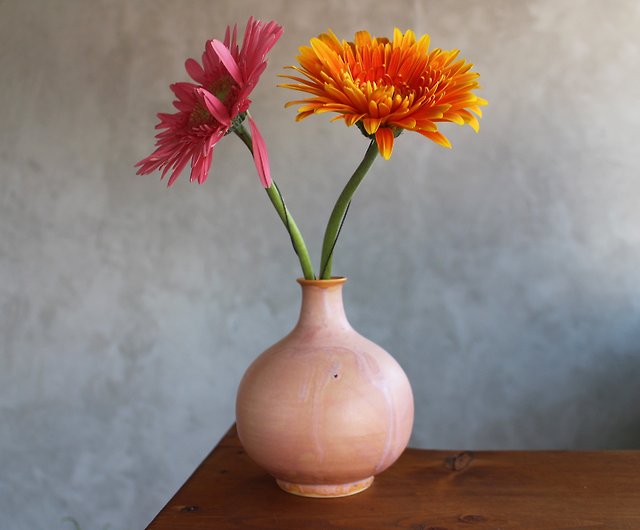 Small Neck Flower Vase Matte Glaze, Small Round Flower Vase