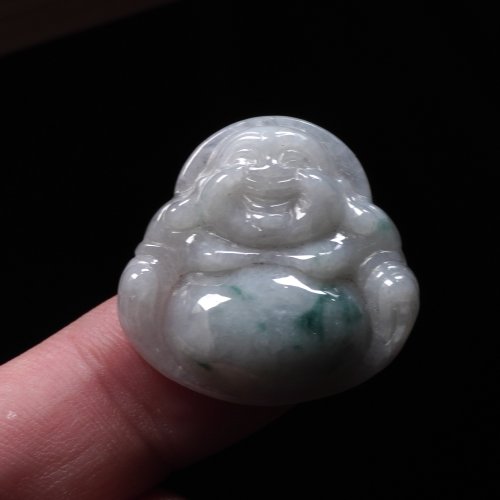 瓔珞珠寶盒 E.L.Jewelry Box 飄藍花翡翠彌勒佛佛公項鍊 | 天然緬甸玉翡翠A貨 | 送禮