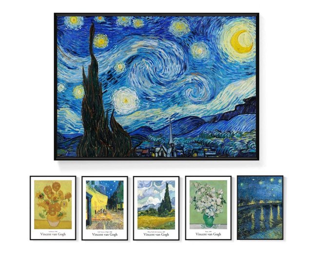 ゴッホ連作絵画/油絵イラスト/美術イラスト/装飾画/横長画