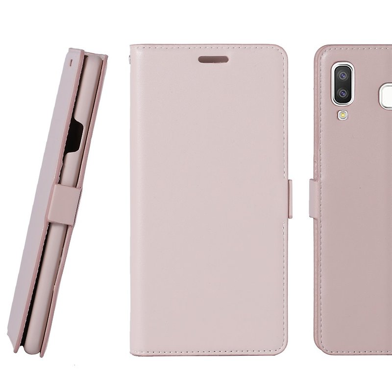 CASE SHOP Galaxy A8 star magnetic buckle side holster leather case - powder (4716779659986) - Phone Cases - Faux Leather Pink