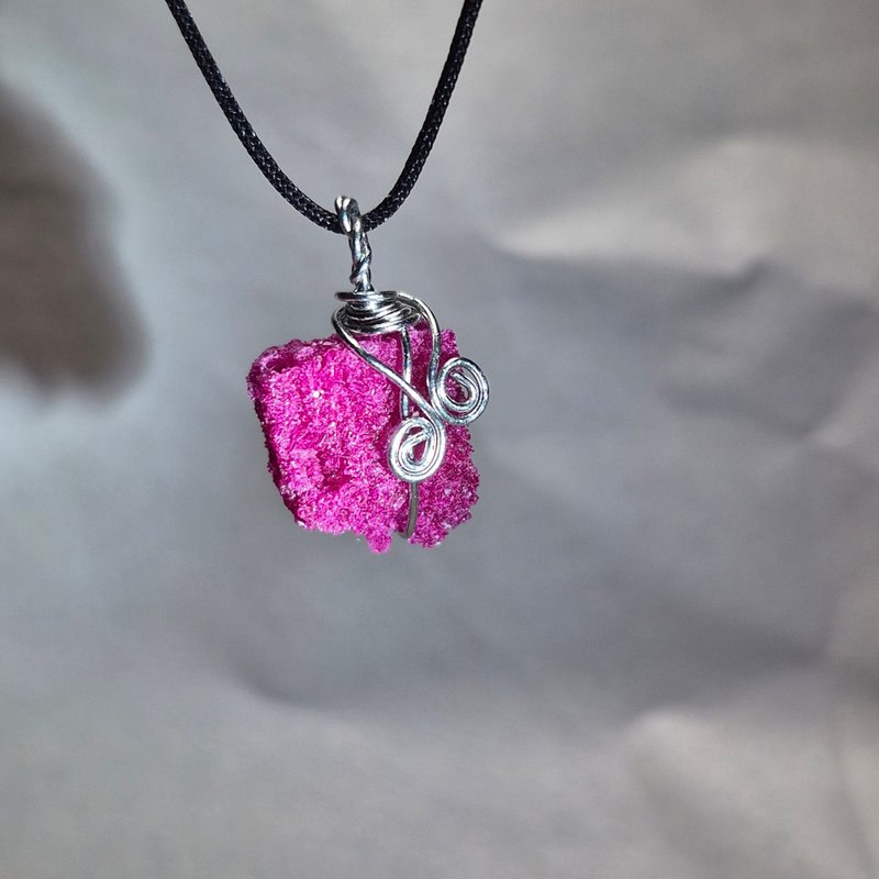 • Like Magic • Raw Ruby Wire-Wrapped Pendant Crystal Stone Handmade Design - Necklaces - Crystal Pink