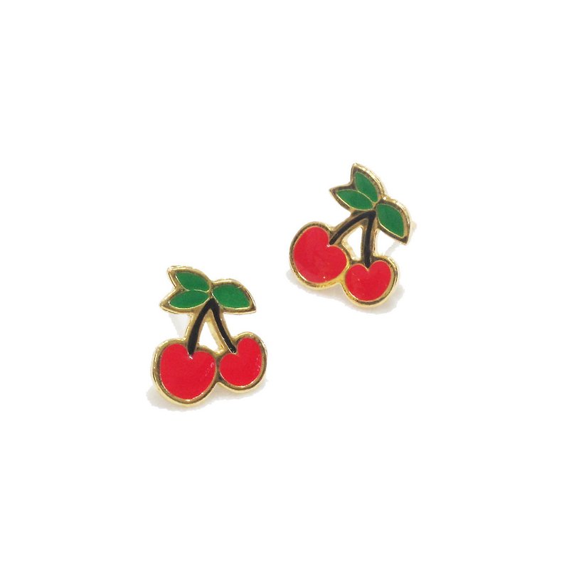 Cherry Earring - 耳環/耳夾 - 貴金屬 紅色