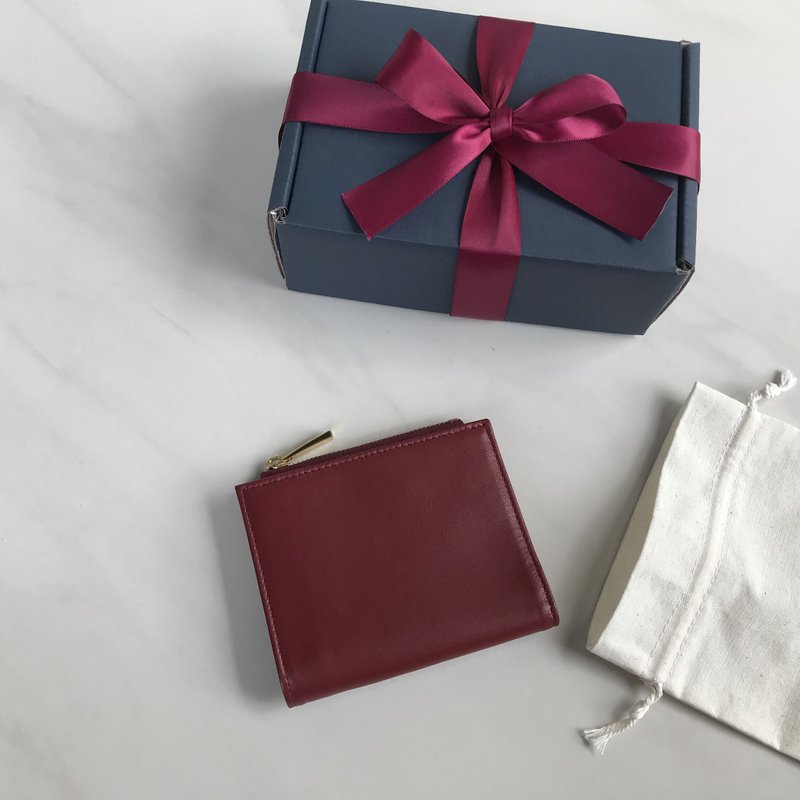 短夾包 真皮皮夾 Slim Leather wallet - Red - 錢包/皮夾/長短夾 - 真皮 紅色