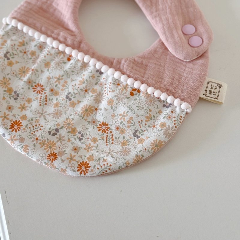 Good Luck Bobo Sage Flower Handmade Six-layer Yarn Bib and Mouth Tissue Baby Gift Full Moon Gift - Bibs - Cotton & Hemp 