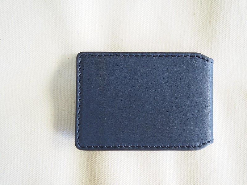 Case that can store two IC cards at the same time / Navy - ID & Badge Holders - Genuine Leather Blue