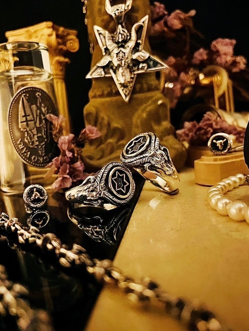 [Totem Series] Baphomet 925 sterling silver ring - แหวนทั่วไป - เงินแท้ สีเงิน