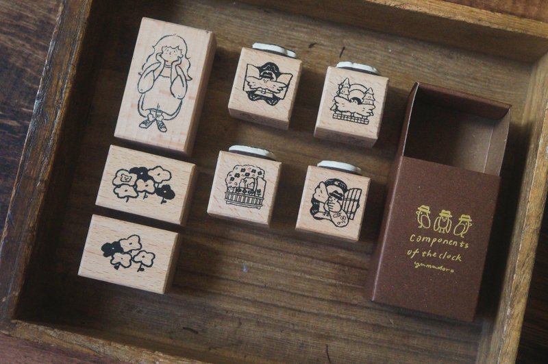 時鐘的零件 _ 木頭印章 - 印章/印台 - 木頭 咖啡色