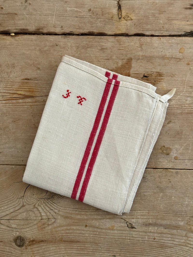 40283-法國古董亞麻布74x57cm - 餐桌布/桌巾/餐墊 - 棉．麻 