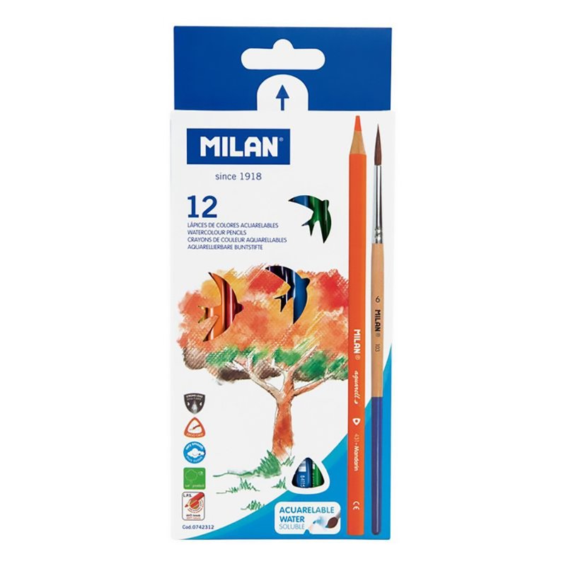 MILAN Water Soluble Color Pencil 12 Colors - Other Writing Utensils - Wood Multicolor