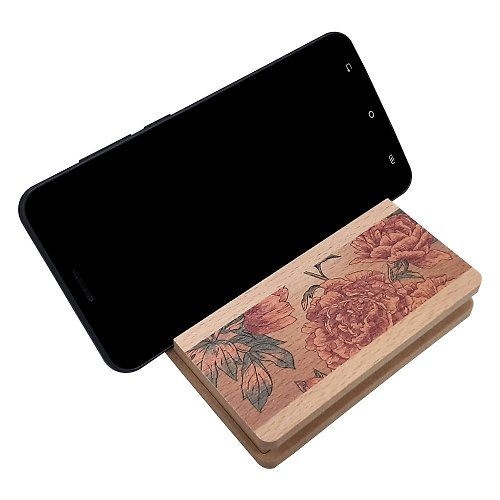 PRINT+SHAPE 花系列 木質手機架擴音擴香盒 牡丹 客製化禮物 手機擴音座