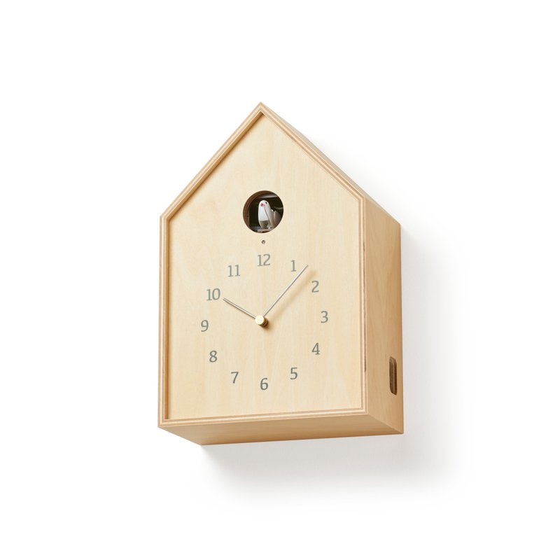 Lemnos Birdhouse 布穀鳥報時鐘 - 原木 - 時鐘/鬧鐘 - 木頭 卡其色