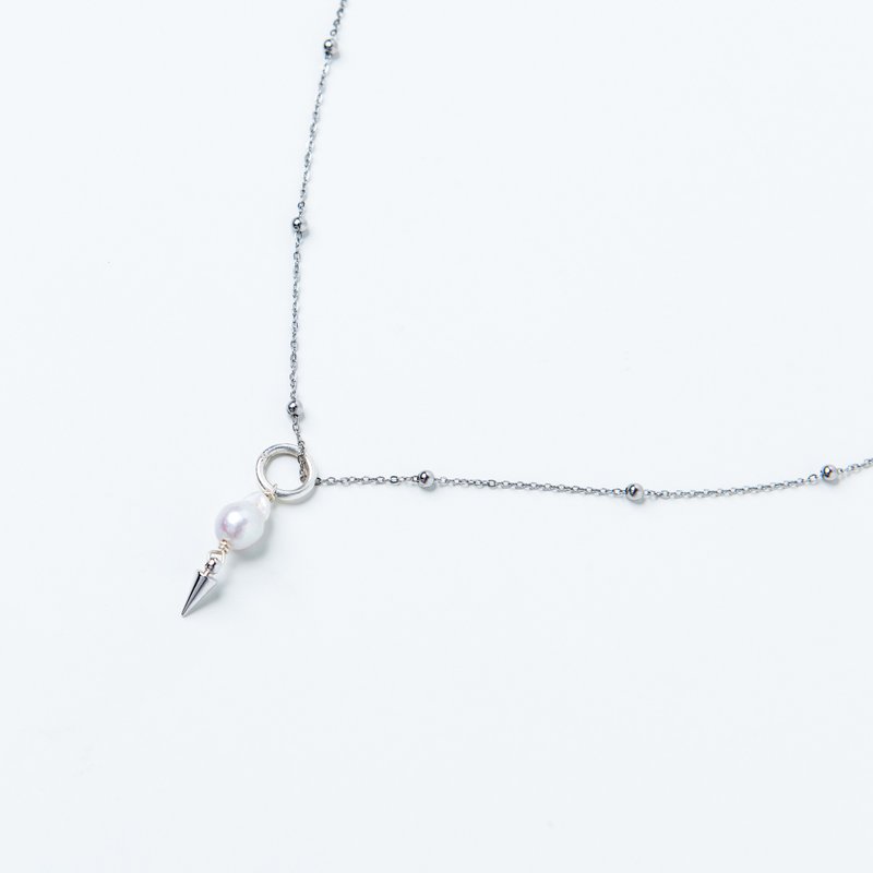 波賽頓鉚釘珍珠項鍊 Poseidon spike pearl necklace - 項鍊 - 珍珠 