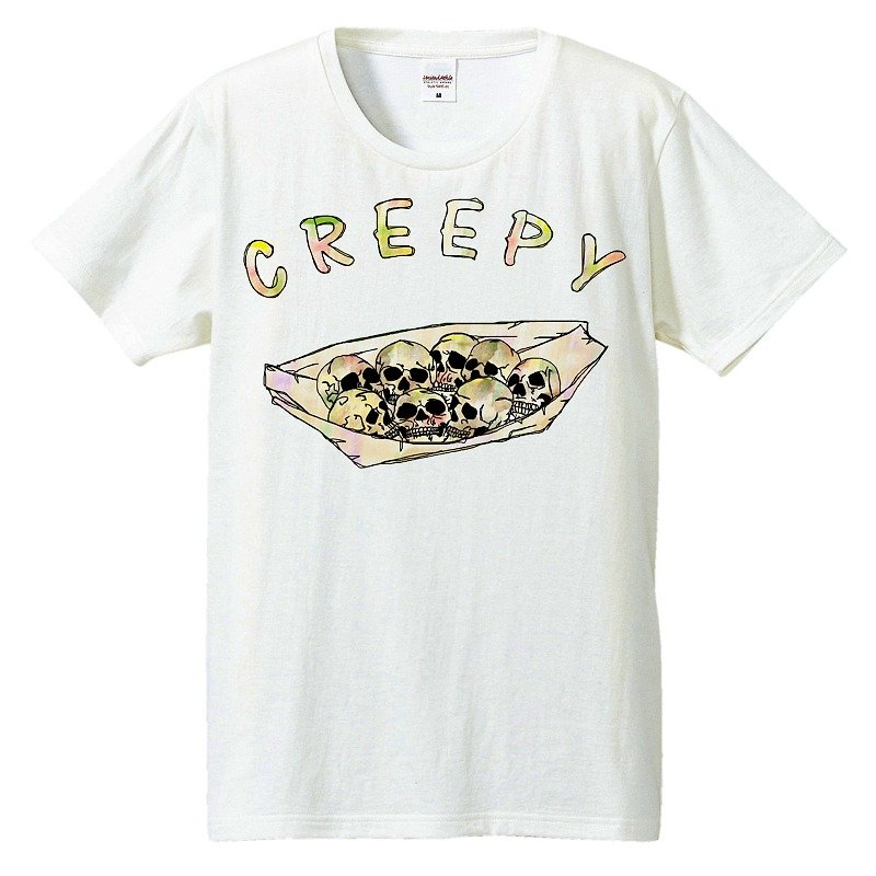 T-shirt / Creepy takoyaki - เสื้อยืดผู้ชาย - ผ้าฝ้าย/ผ้าลินิน ขาว