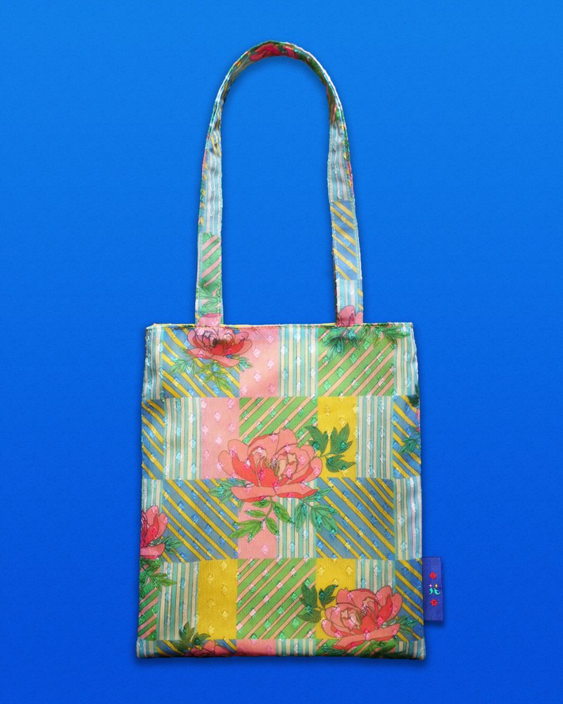 Peony Check Tote Bag - Handbags & Totes - Polyester Yellow