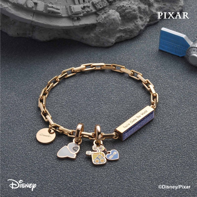 Disney Special Wall-E & Eve Customized Metal Bracelet (4 Colours) - Bracelets - Other Metals Gold