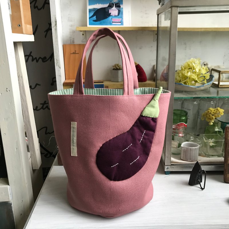 Eggplant lunch bag/handbag/cooked foundation - Handbags & Totes - Cotton & Hemp Purple