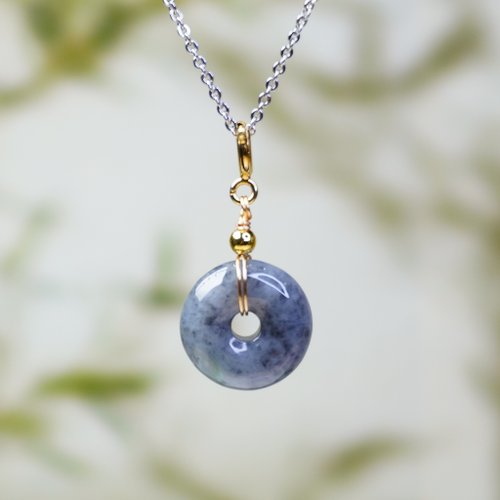 瓔珞珠寶盒 E.L.Jewelry Box 【願‧平安】烏雞翡翠平安扣項鍊 14K包金 |天然緬甸翡翠A貨|送禮