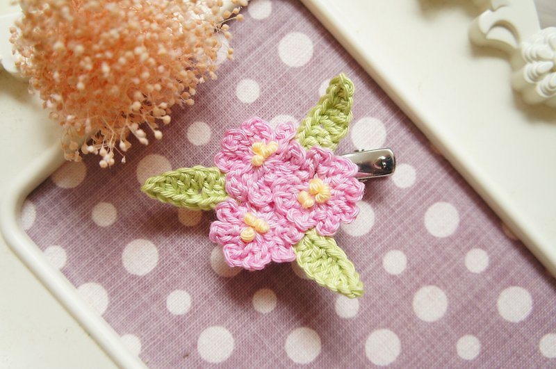 Hand-knitted secret garden sweet style dual-use hairpin / hair accessories / pins - เครื่องประดับผม - ผ้าฝ้าย/ผ้าลินิน สึชมพู