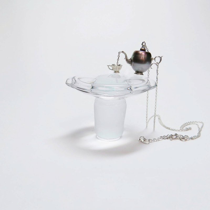 black Pearl teapot necklace - สร้อยคอ - ไข่มุก สีม่วง