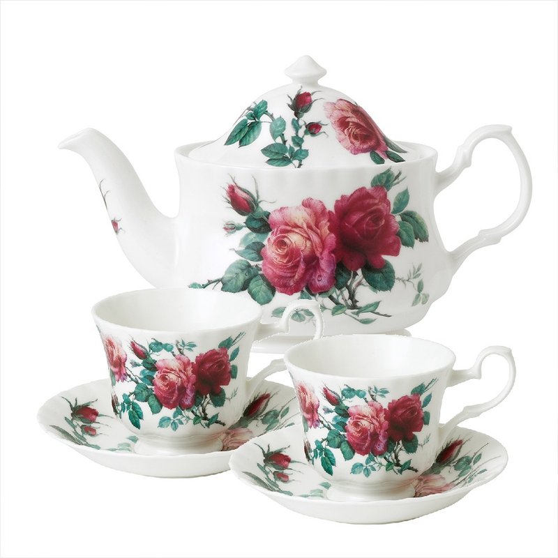 英國RK English Rose英倫玫瑰系列雙人約會午茶3件組 (1壺2杯盤) - 茶壺/茶杯/茶具 - 瓷 