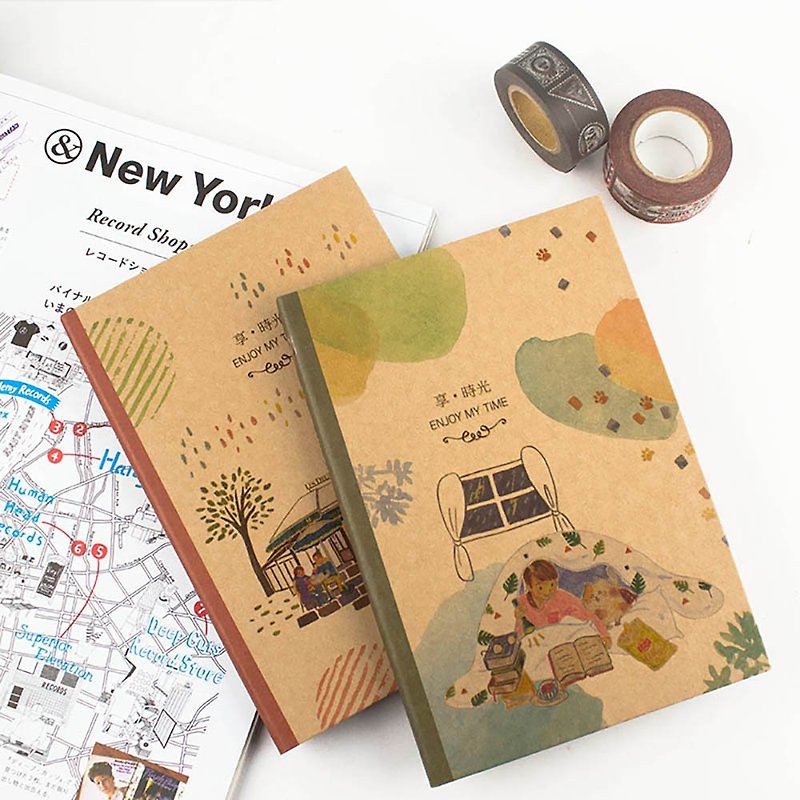 [Promotion] Chuyu B6/32K Illustrated Notes/Monthly Plan/Diary/Leather Handbook-80 sheets - สมุดบันทึก/สมุดปฏิทิน - กระดาษ 