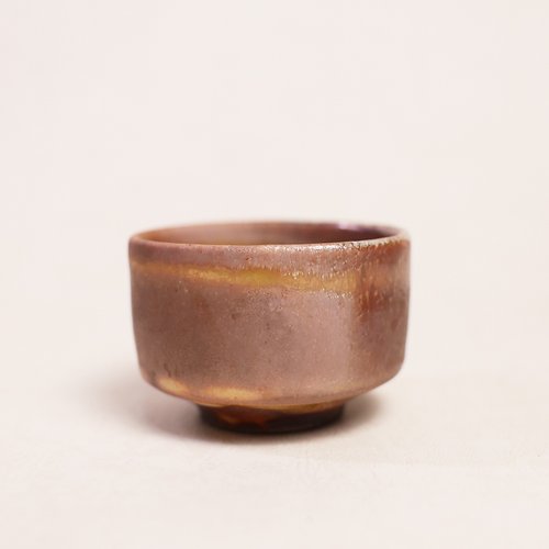 陶器茶碗 明雅窯 l 薪焼志野 小茶碗 オレンジゴールド陶器 陶磁器