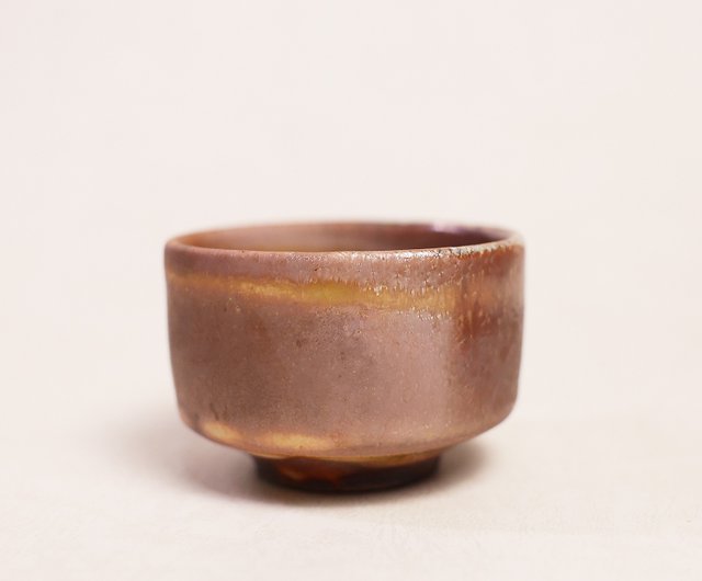 明雅窯 l 薪焼志野 小茶碗 オレンジゴールド陶器 陶磁器