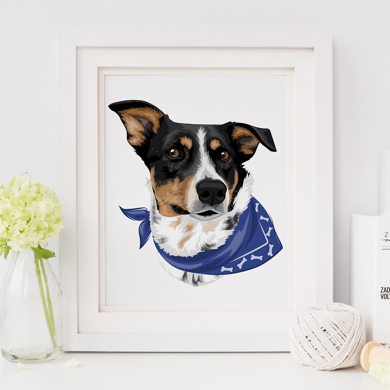 Other Materials Digital Portraits, Paintings & Illustrations - Printable custom dog portrait. Pet portrat from photo. Digital vector drawing.