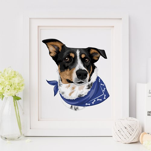 Draw me, please! Printable custom dog portrait. Pet portrat from photo. Digital vector drawing.