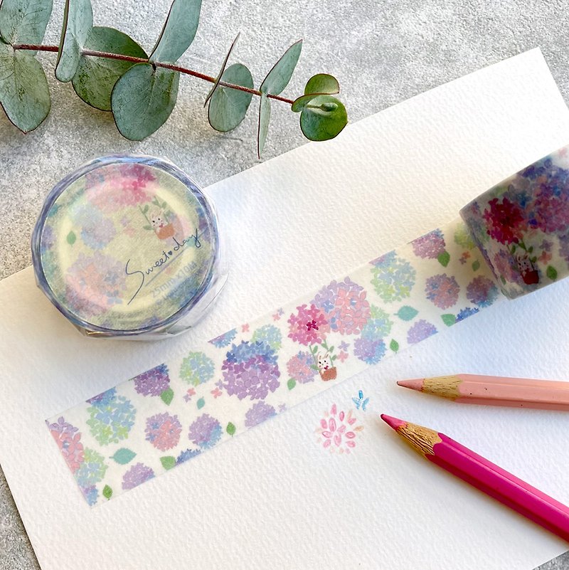 紙膠帶 - 繡球花 (日本亮面和紙 2.5 cm x 10 m ) - 紙膠帶 - 紙 紫色