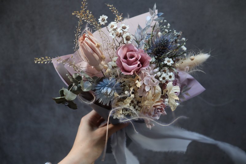 Dry Preserved Bouquet | Pink and Purple Dry Preserved Bouquet Universal Bouquet Flower Gifts Colorful Jumping Colors - Dried Flowers & Bouquets - Plants & Flowers Multicolor