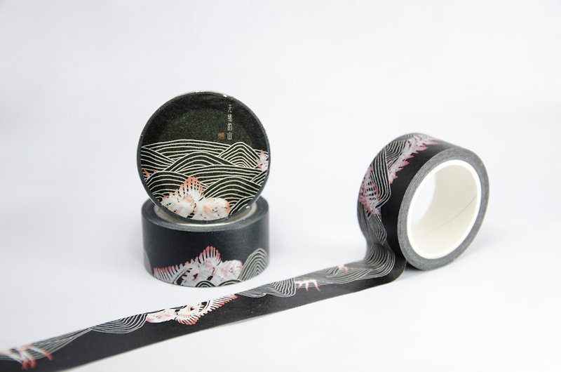 surenzhai food goods illustration series and paper tape - no thread Mountains - Washi Tape - Paper Black