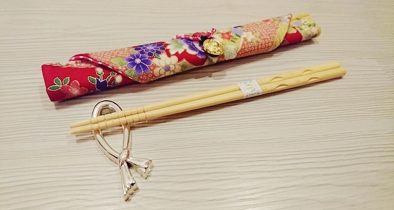 食器ポーチバッグ箸箸袋-AC-107奇数と偶数の袋箸 - 箸・箸置き - コットン・麻 レッド