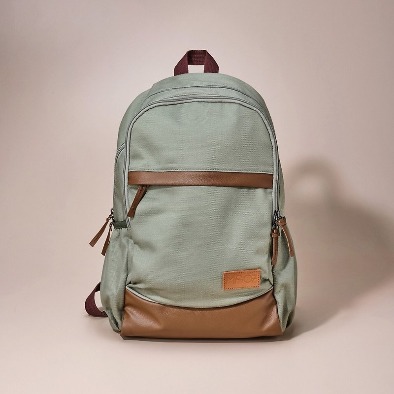 [MAOZ Backpack] CAPRI Morandi Gray Green | Coffee Leather - Backpacks - Other Materials Khaki