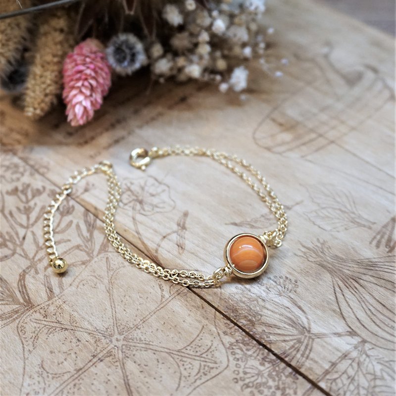 << Spinning Lucky Ball-Orange Agate >> Natural Stone Bracelet - สร้อยข้อมือ - เครื่องประดับพลอย หลากหลายสี