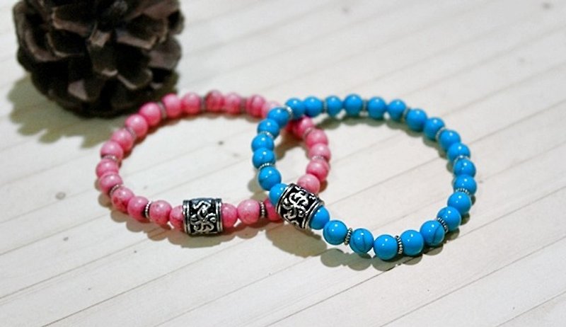 X natural stone alloy bracelet _We (one pair) - Bracelets - Gemstone Blue