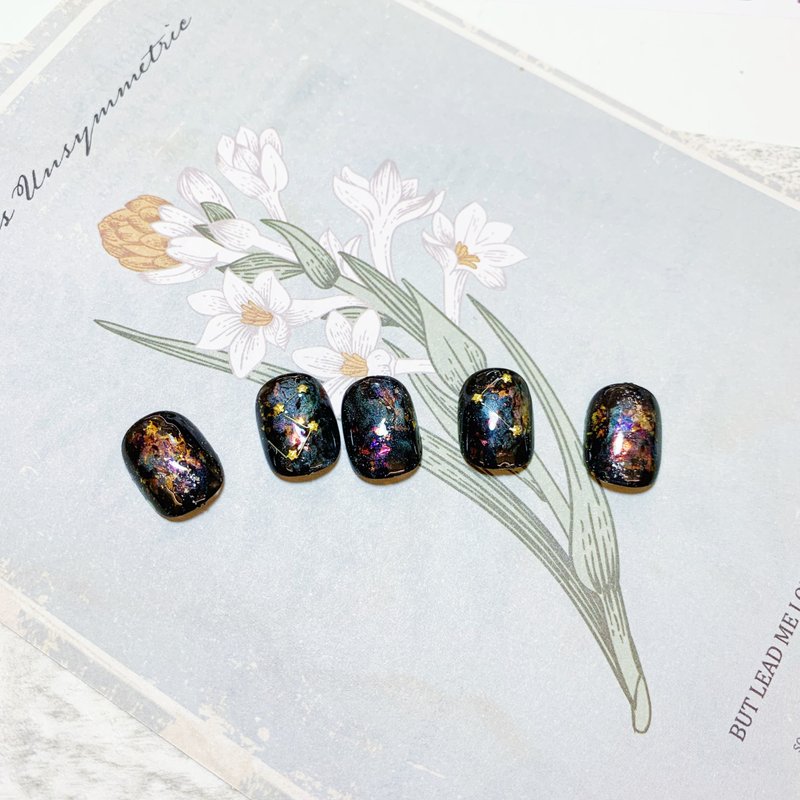 Starlight Nail Patches / Wearing Nails / Custom Nail Art Patches NA 32 - ยาทาเล็บ - วัสดุอื่นๆ สีดำ