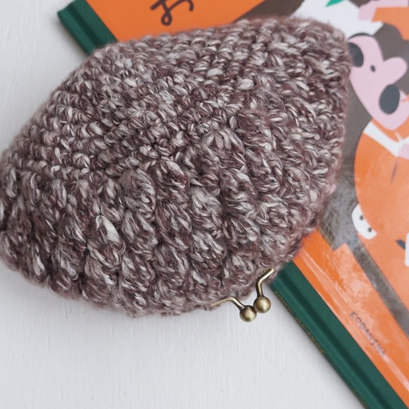 Ba-ba (m) Puff stich crochet coin purse No.C1747 - 化妝包/收納袋 - 其他材質 咖啡色